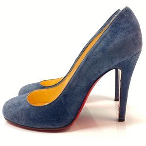 Christian Louboutin Ron Ron 100 Blue Suede Pump 37